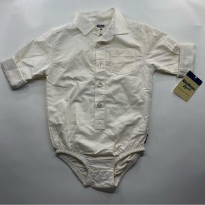 OshKosh B'Gosh Size 24M Button-Front Bodysuit in Cream/Beige
